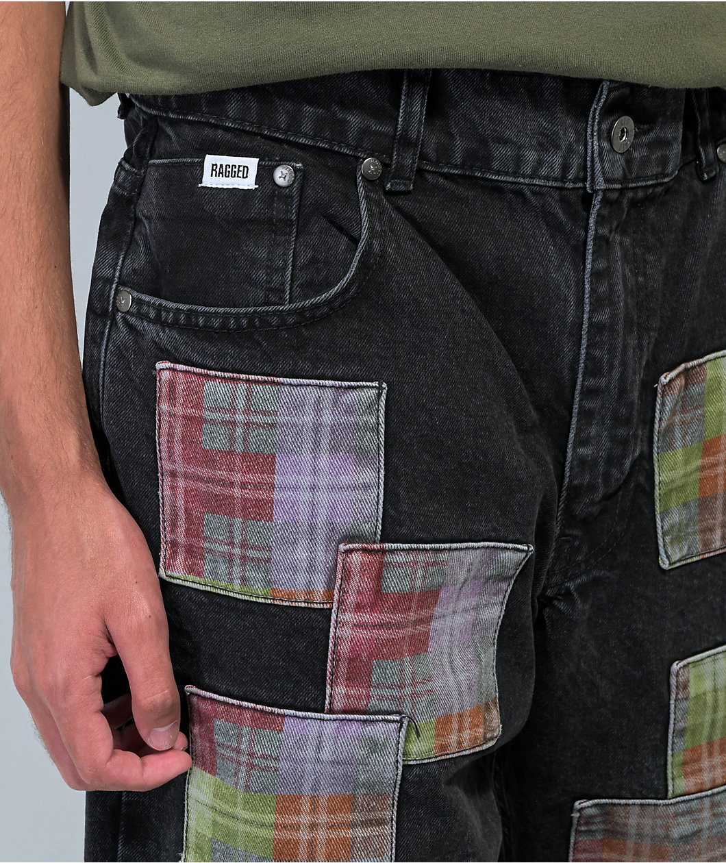 Ragged Priest Jerk Patches Black Skate Jeans