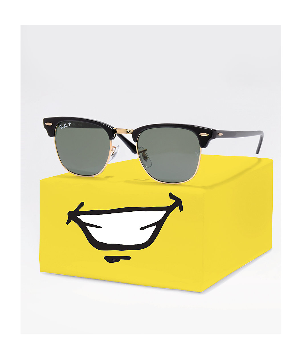 Ray-Ban Clubmaster Black & Gold Polarized Sunglasses
