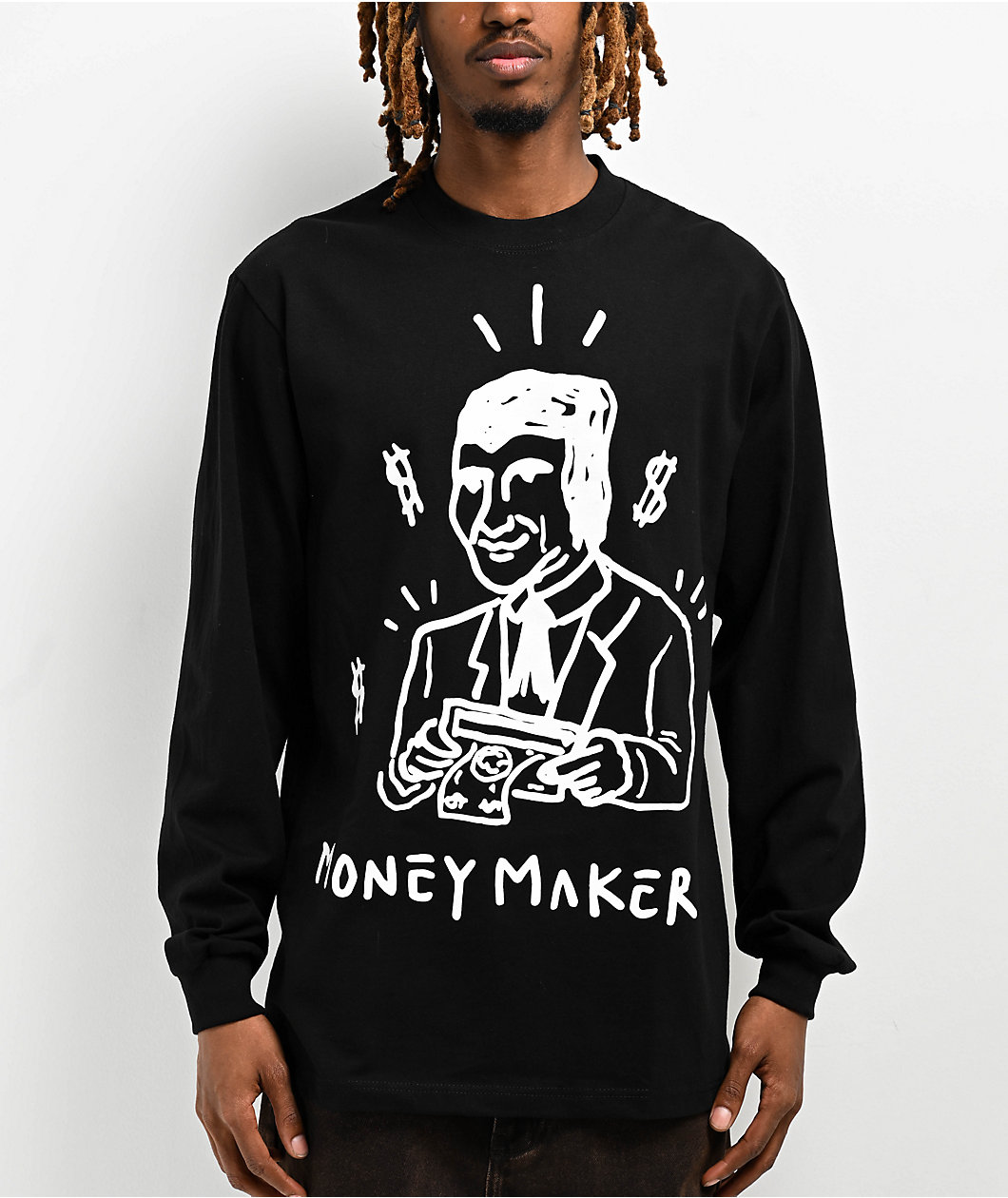 Real Buy Money Maker Black Long Sleeve T-Shirt