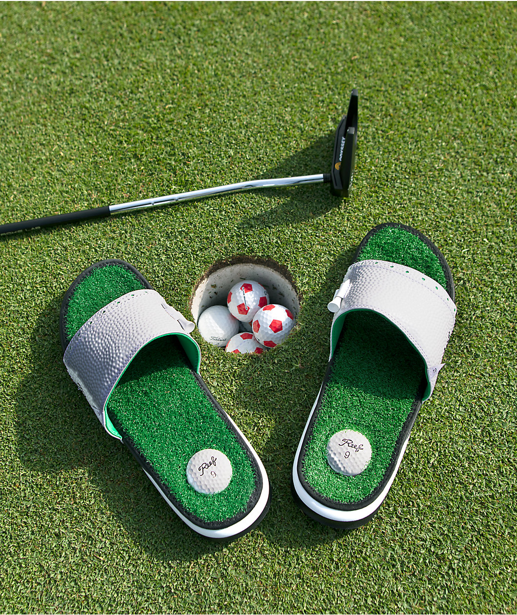 Reef Mulligan White & Green Slide Sandals