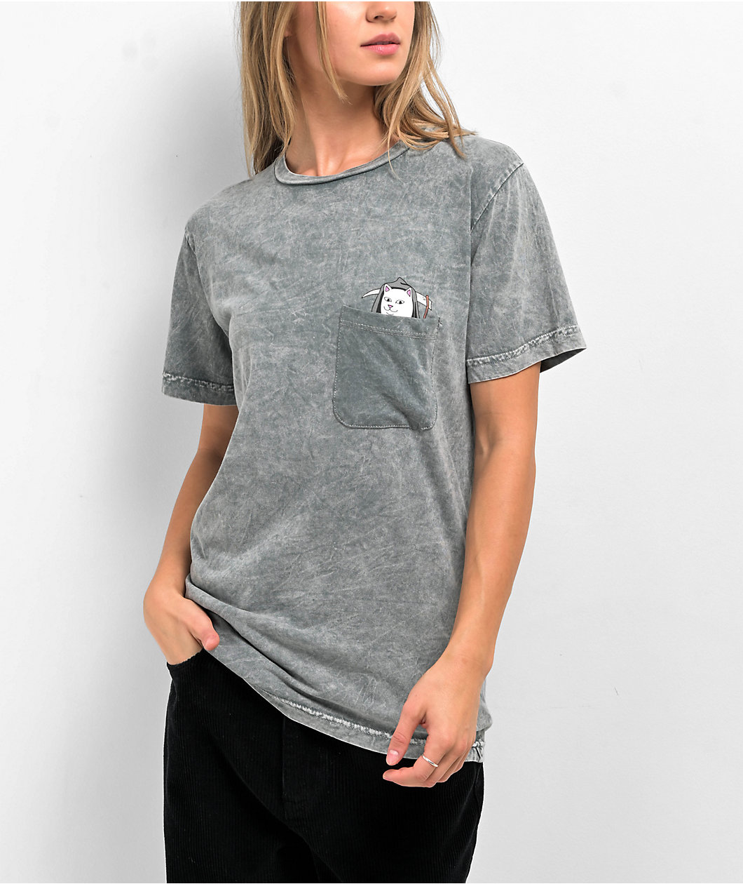 Ripndip Grim Nermer Grey Mineral Wash Pocket T-Shirt
