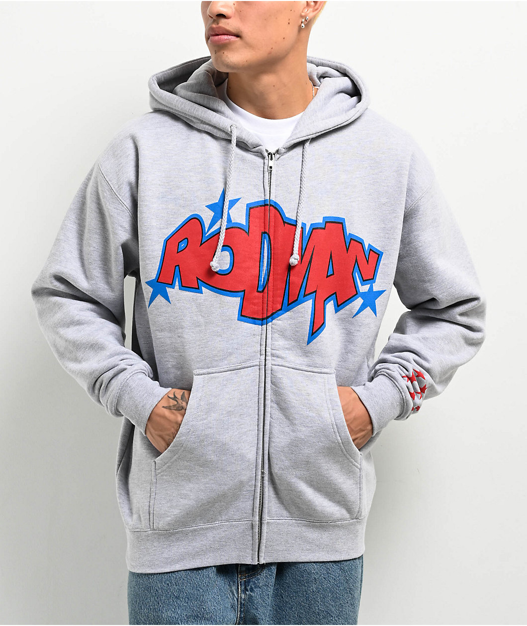 Rodman Apparel 2K Logo Grey Zip Hoodie