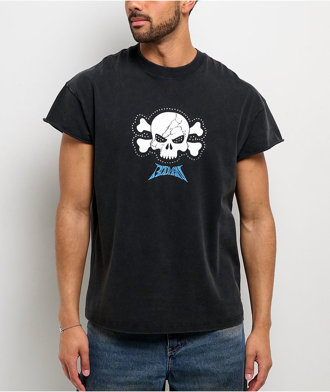 Rodman Apparel Skull N' Crossbones Black Wash T-Shirt