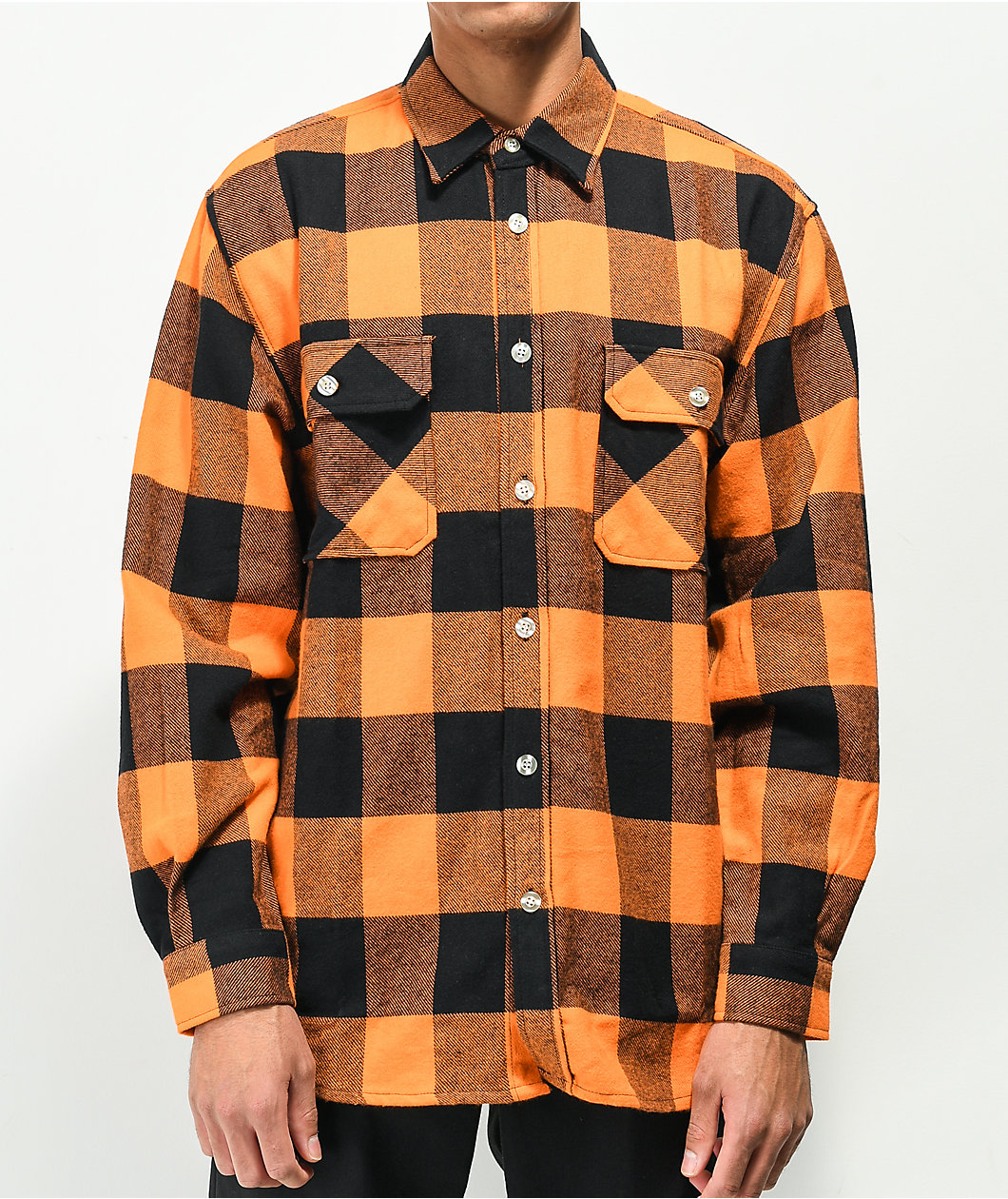Rothco Heavy Orange & Black Plaid Flannel Shirt