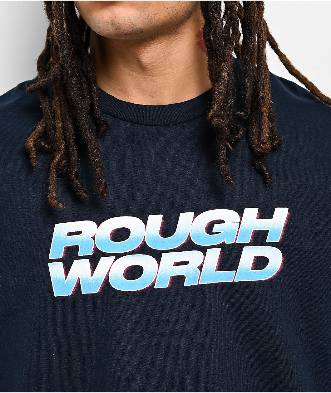 Rough World Burn Out Navy T-Shirt