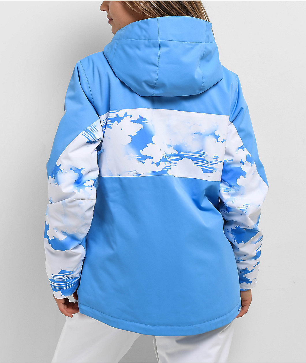 Roxy Jetty Block Azure Blue Clouds 10K Snowboard Jacket