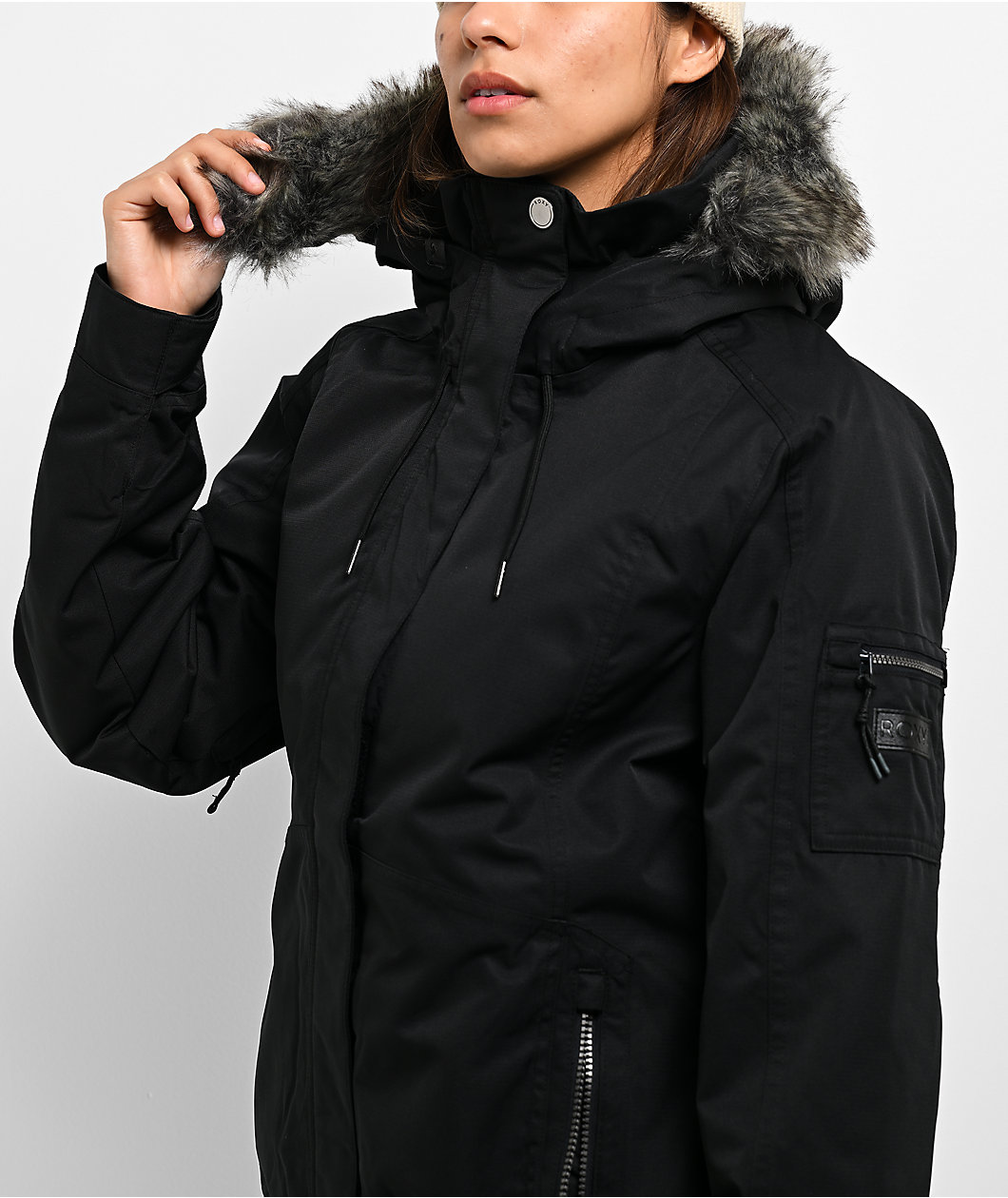 Roxy Meade Faux Fur Black 10K Snowboard Jacket