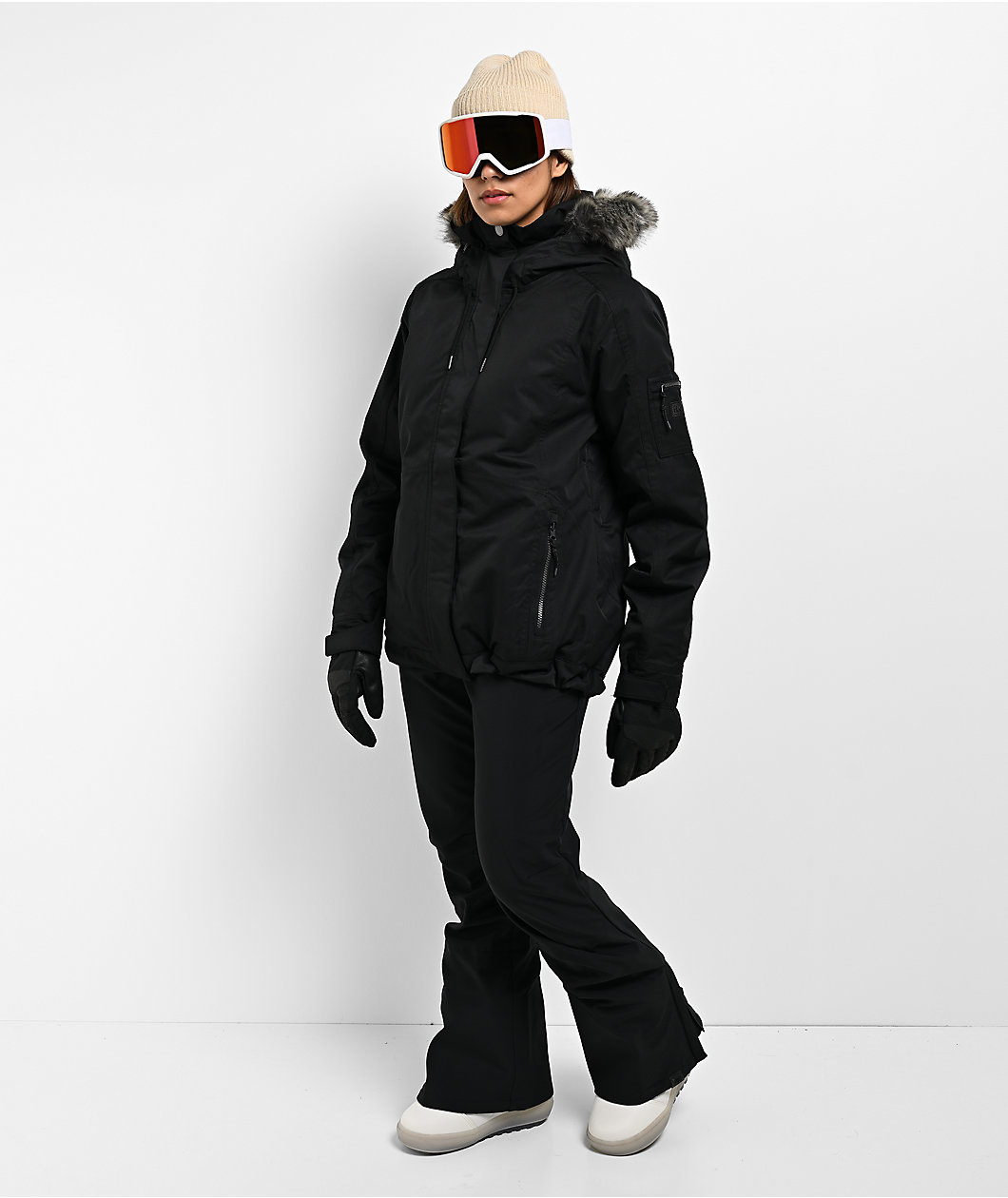 Roxy Meade Faux Fur Black 10K Snowboard Jacket