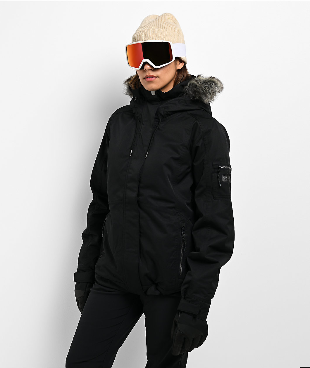 Roxy Meade Faux Fur Black 10K Snowboard Jacket