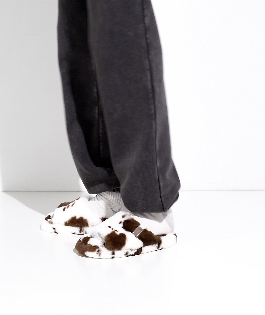 Roxy Sloane Cow Print Slippers