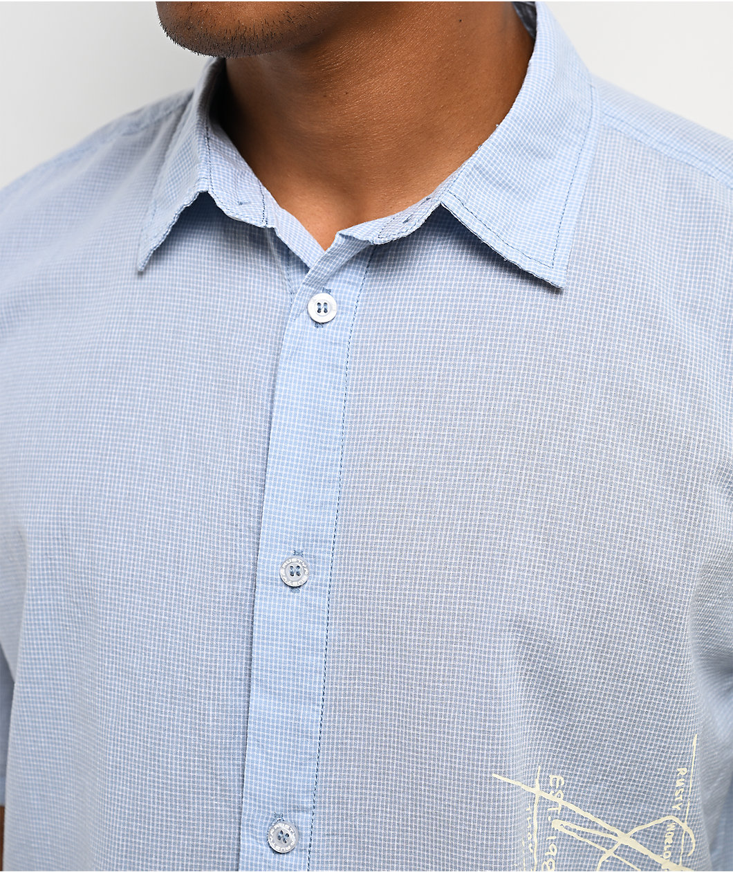 Rusty Crisis Light Blue Plaid Button Up Shirt