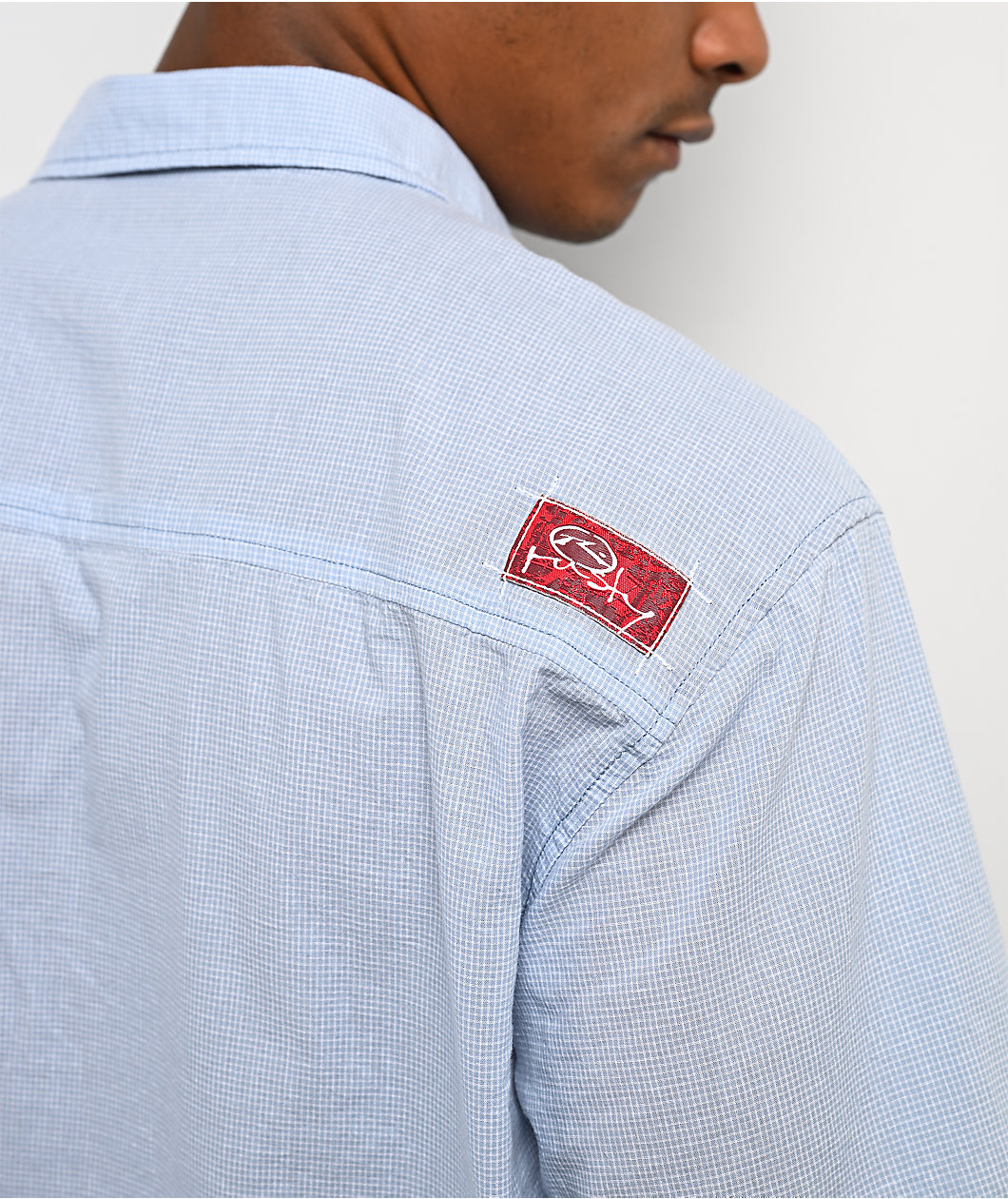 Rusty Crisis Light Blue Plaid Button Up Shirt