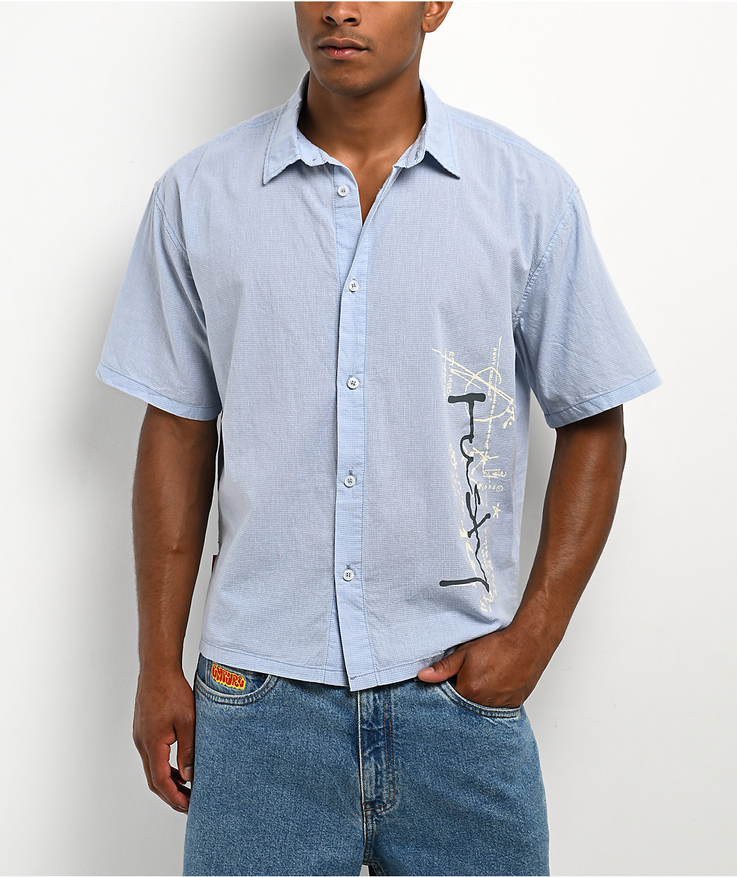 Rusty Crisis Light Blue Plaid Button Up Shirt