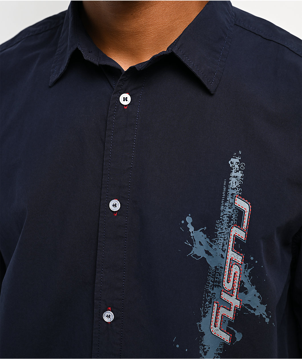 Rusty Morning Glory Navy Short Sleeve Button Up Shirt