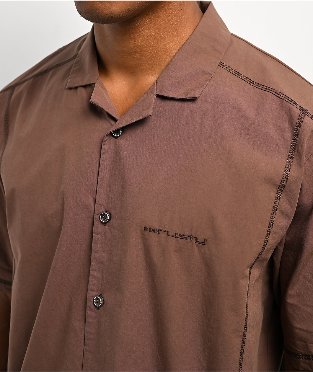 Rusty Pedro Brown Button Up Shirt