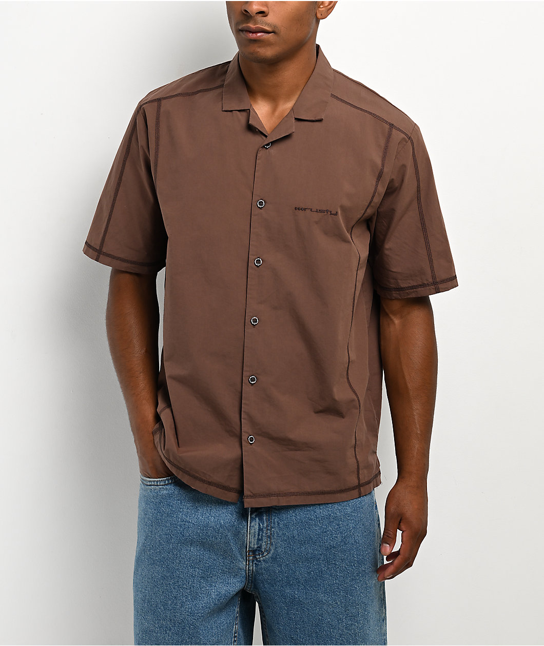Rusty Pedro Brown Button Up Shirt