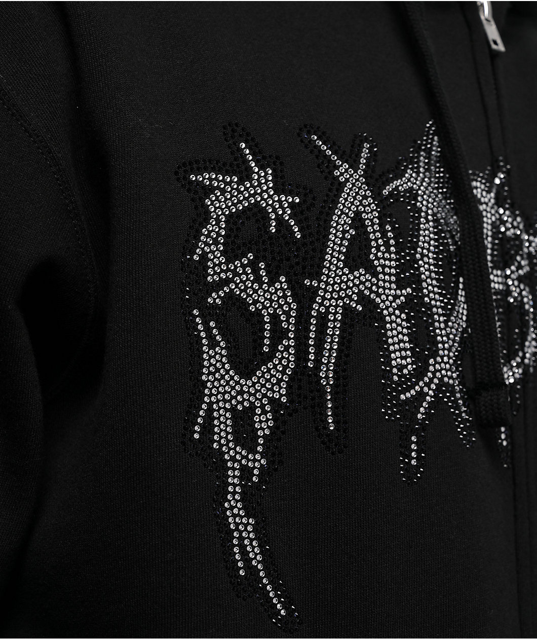 SAD BOYZ By Junior H Rhinestone Logo Black Zip Hoodie