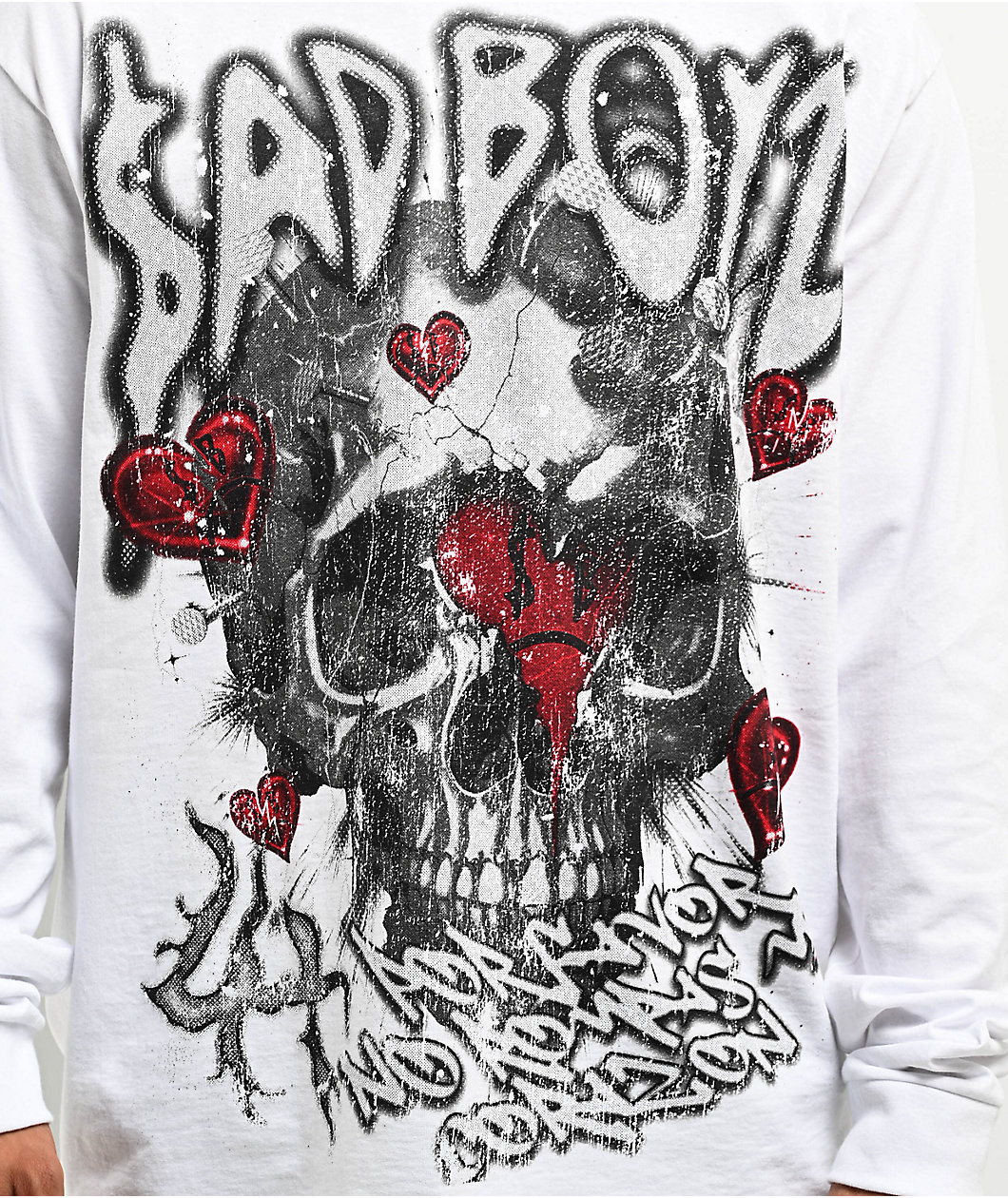 SAD BOYZ by Junior H  X Lost Hills Hearts White Long Sleeve T-Shirt