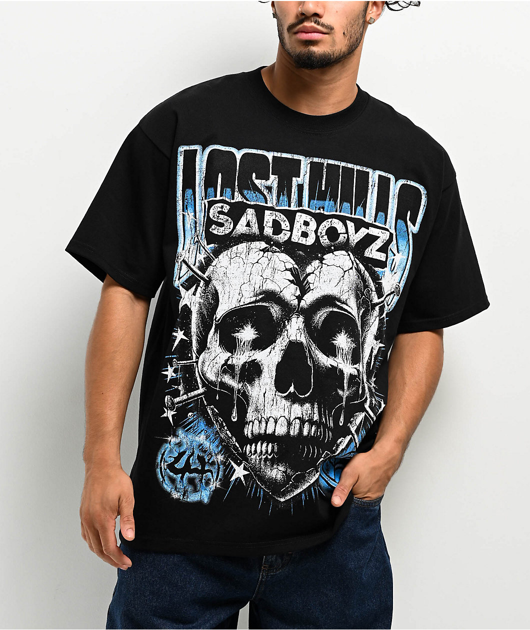 SAD BOYZ by Junior H  X Lost Hills Nails Black T-Shirt