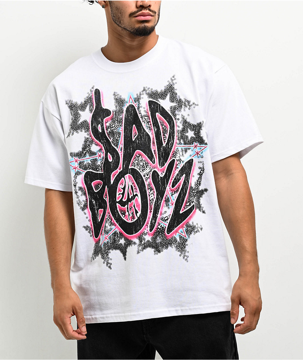 SAD BOYZ by Junior H  X Lost Hills Stars White T-Shirt