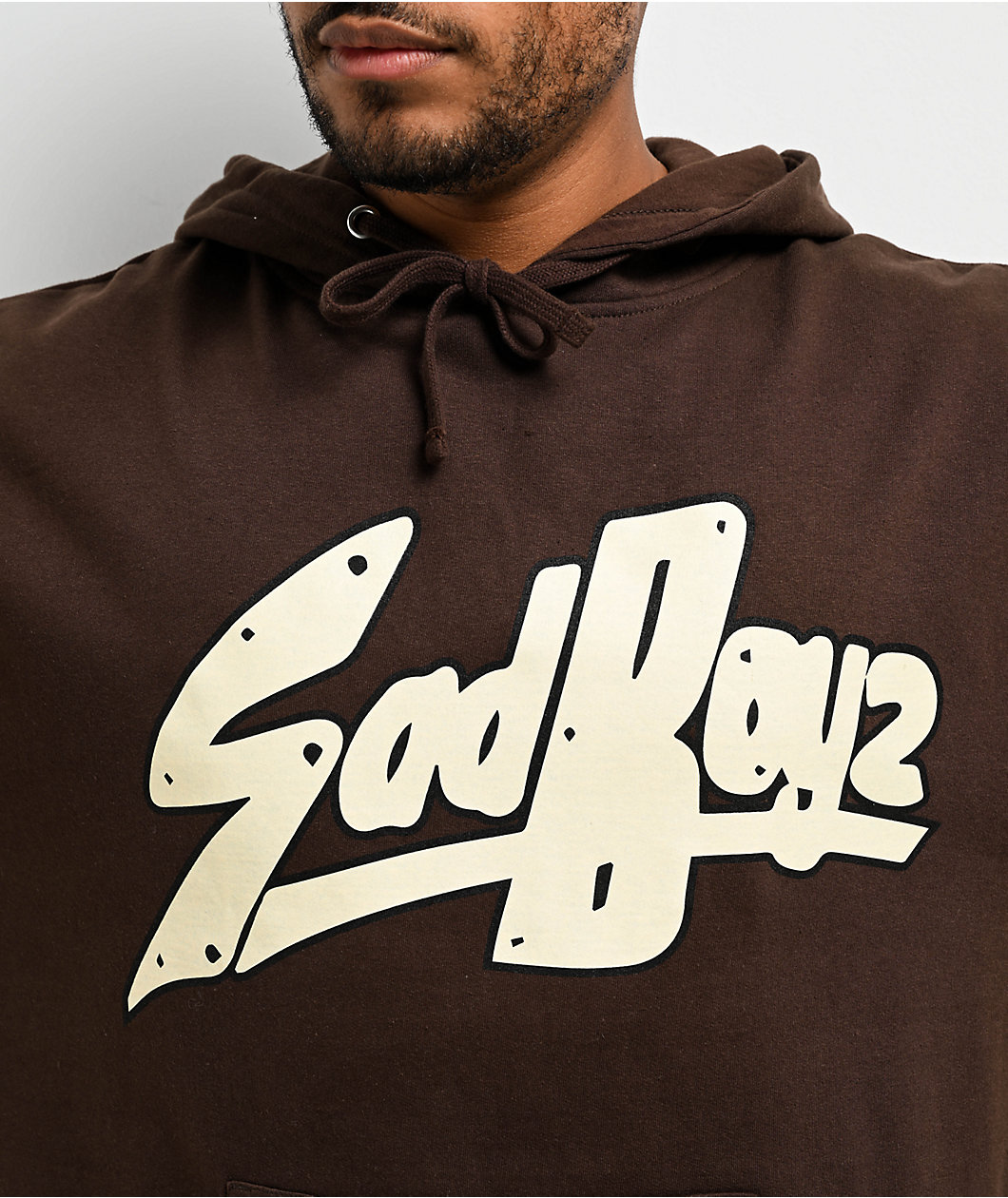 SAD BOYZ by Junior H Faces Brown Hoodie