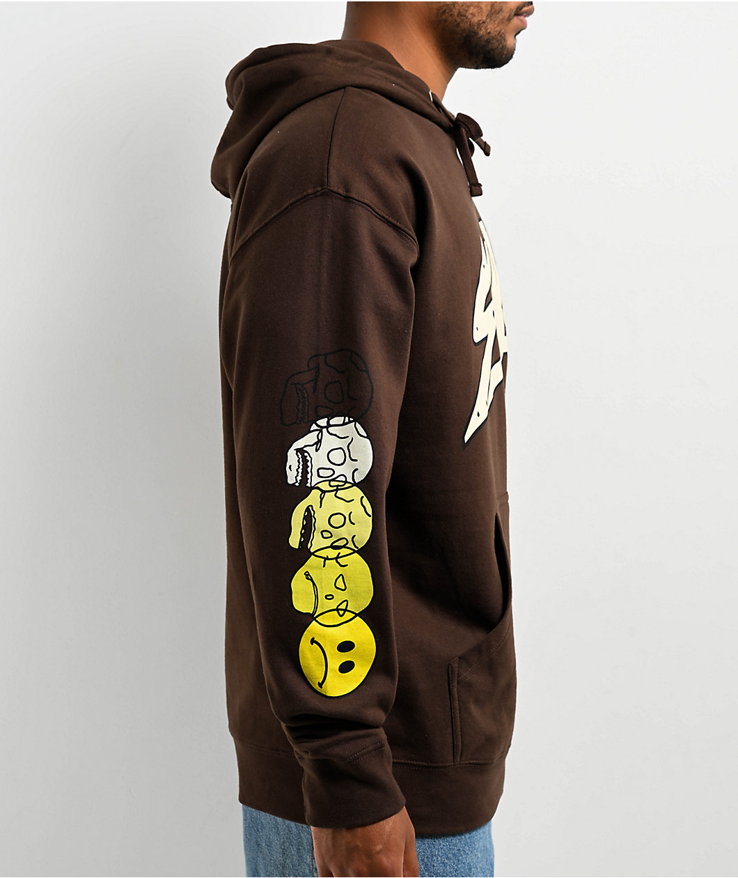 SAD BOYZ by Junior H Faces Brown Hoodie