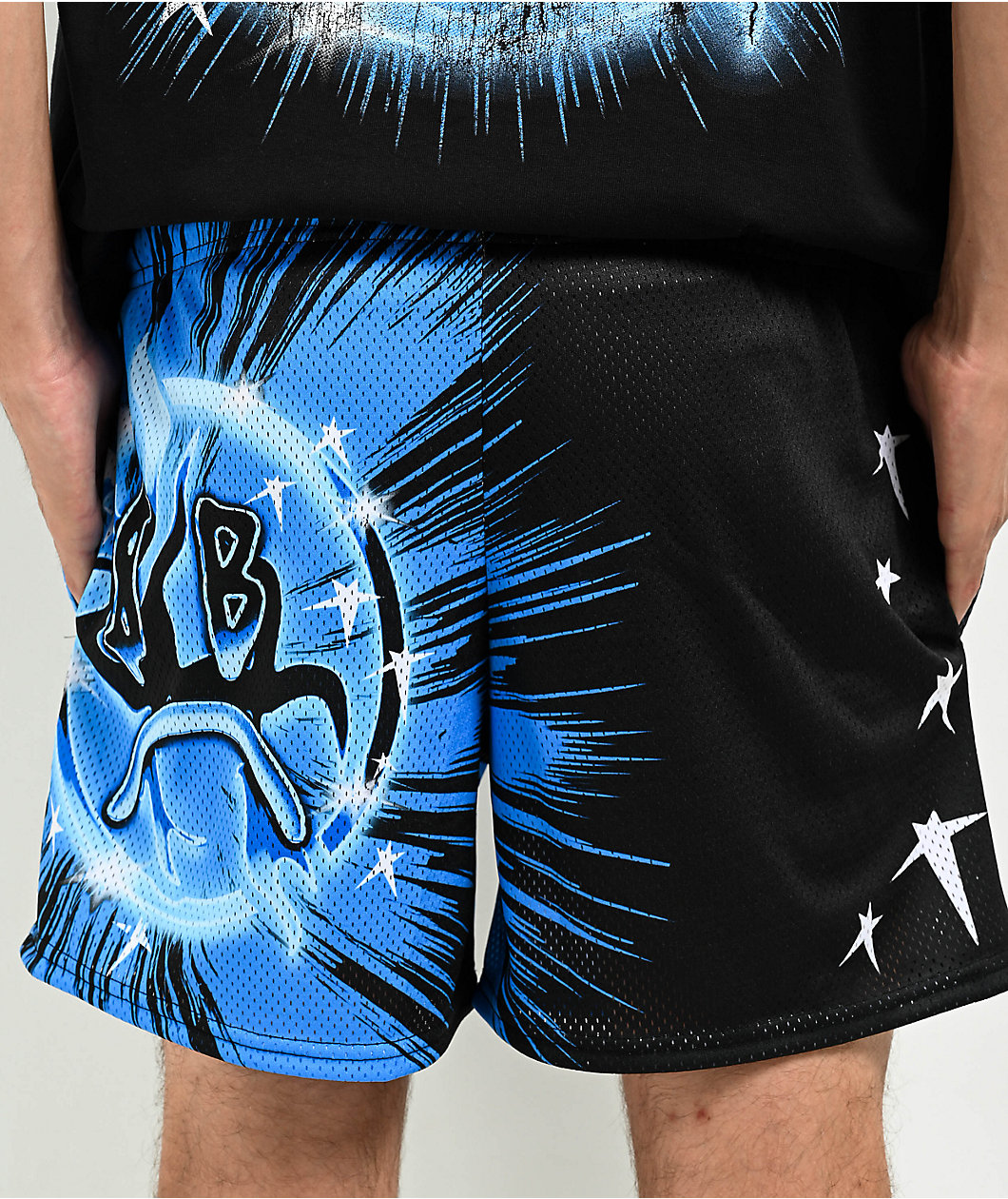 SAD BOYZ by Junior H X Lost Hills Nails Black Mesh Shorts