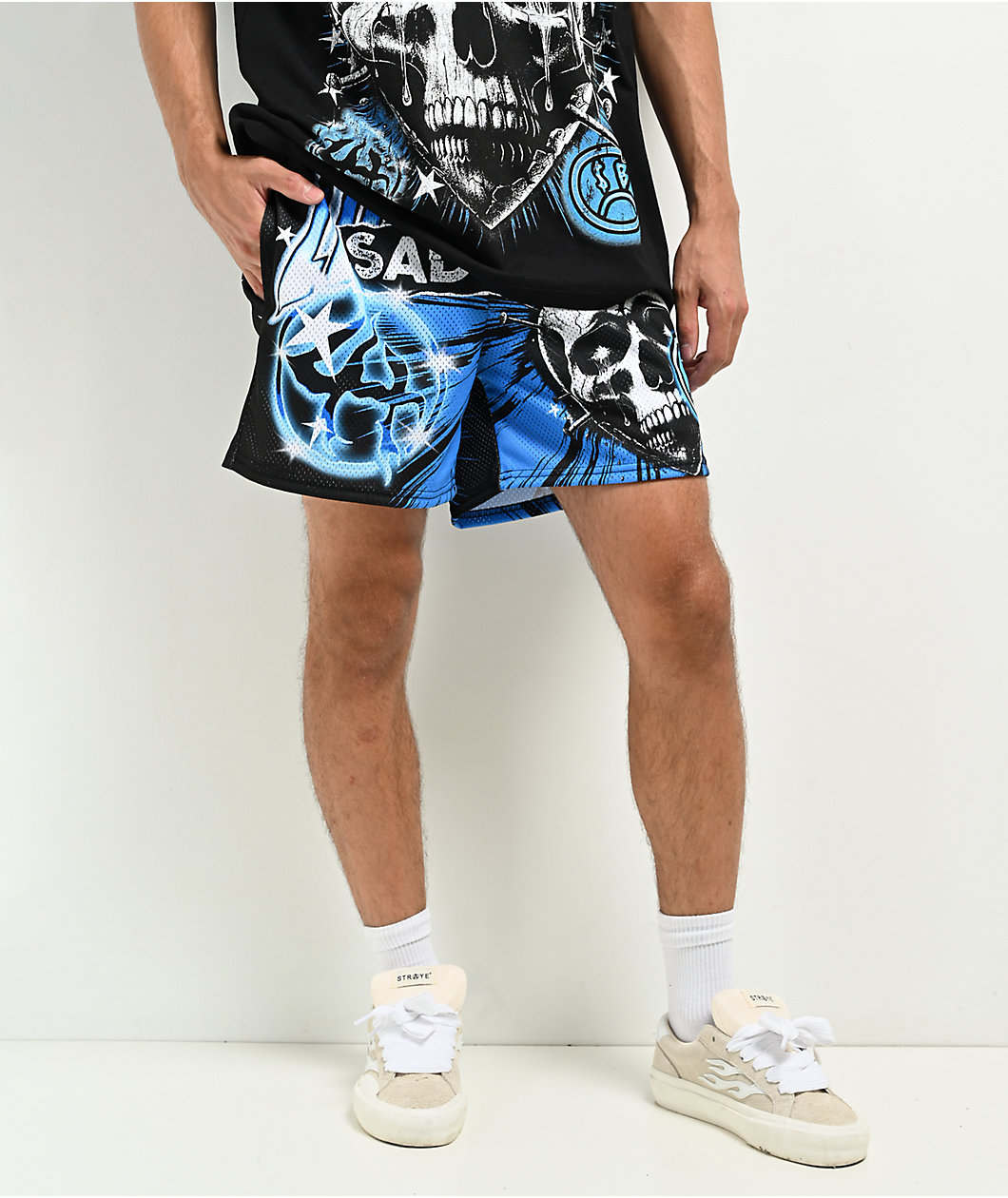 SAD BOYZ by Junior H X Lost Hills Nails Black Mesh Shorts