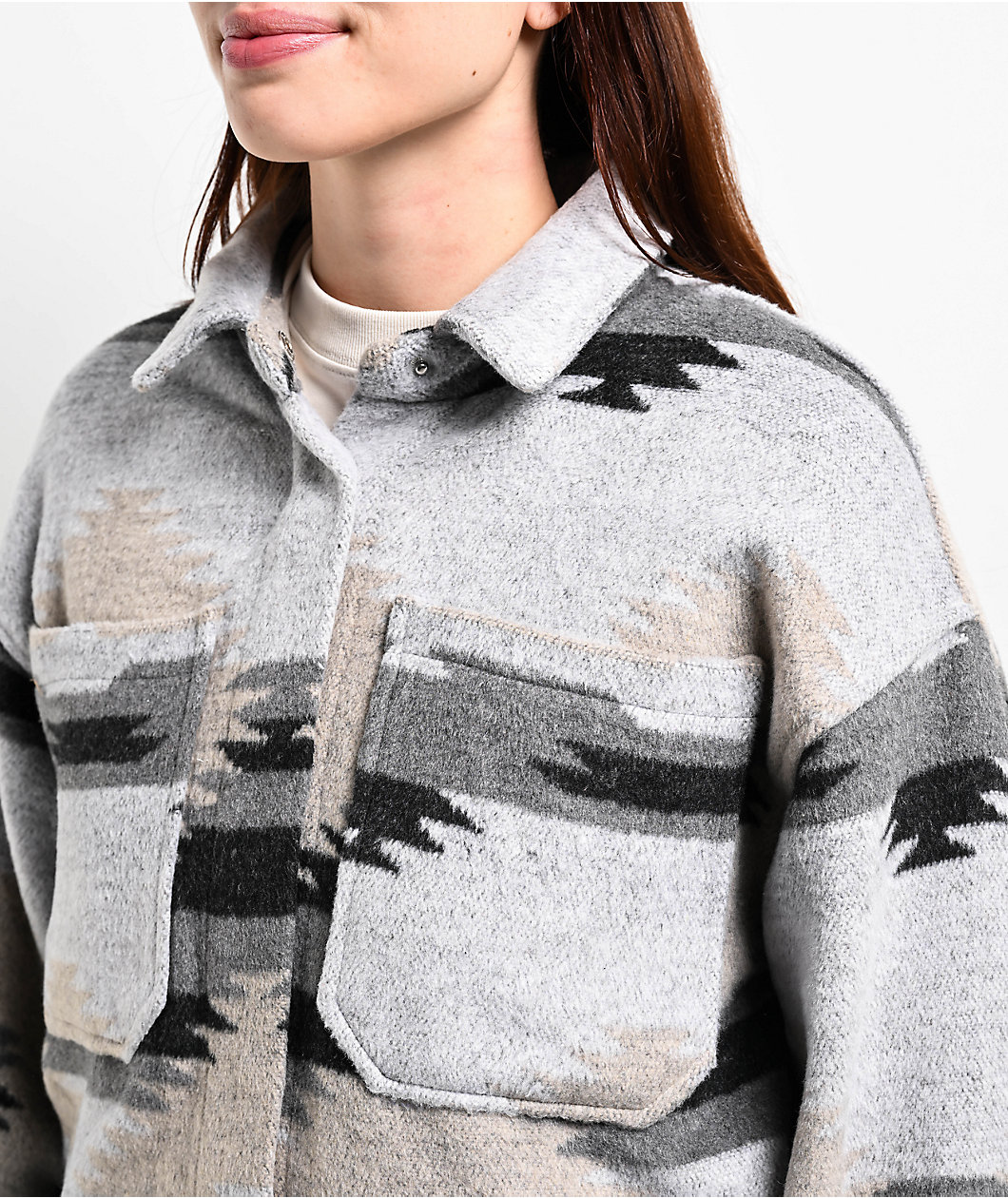 STOOSH Aztec Grey Button Up Jacket