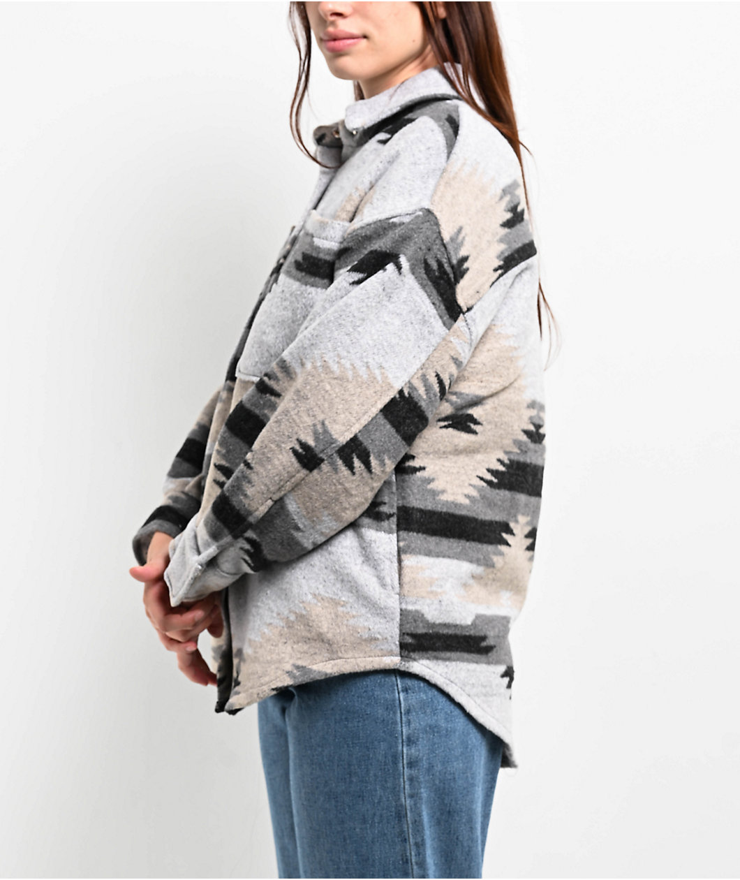 STOOSH Aztec Grey Button Up Jacket