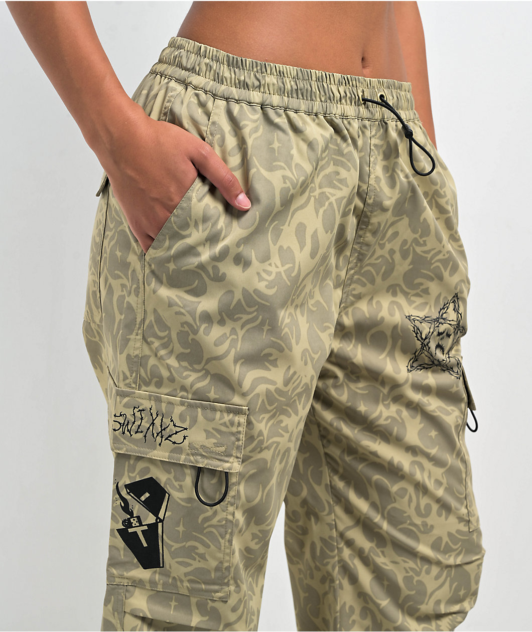 SWIXXZ Creepy Tan Cargo Parachute Pants