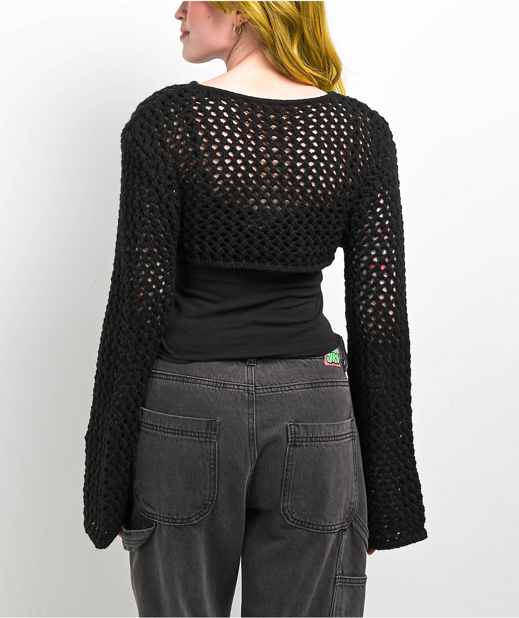SWIXXZ Metal Collage Black Crop Sweater