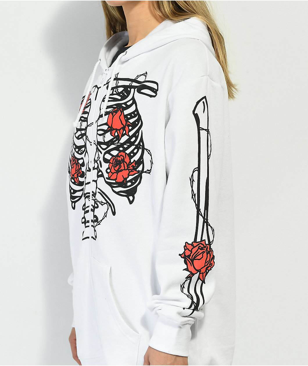 SWIXXZ Skeleton White Zip Hoodie