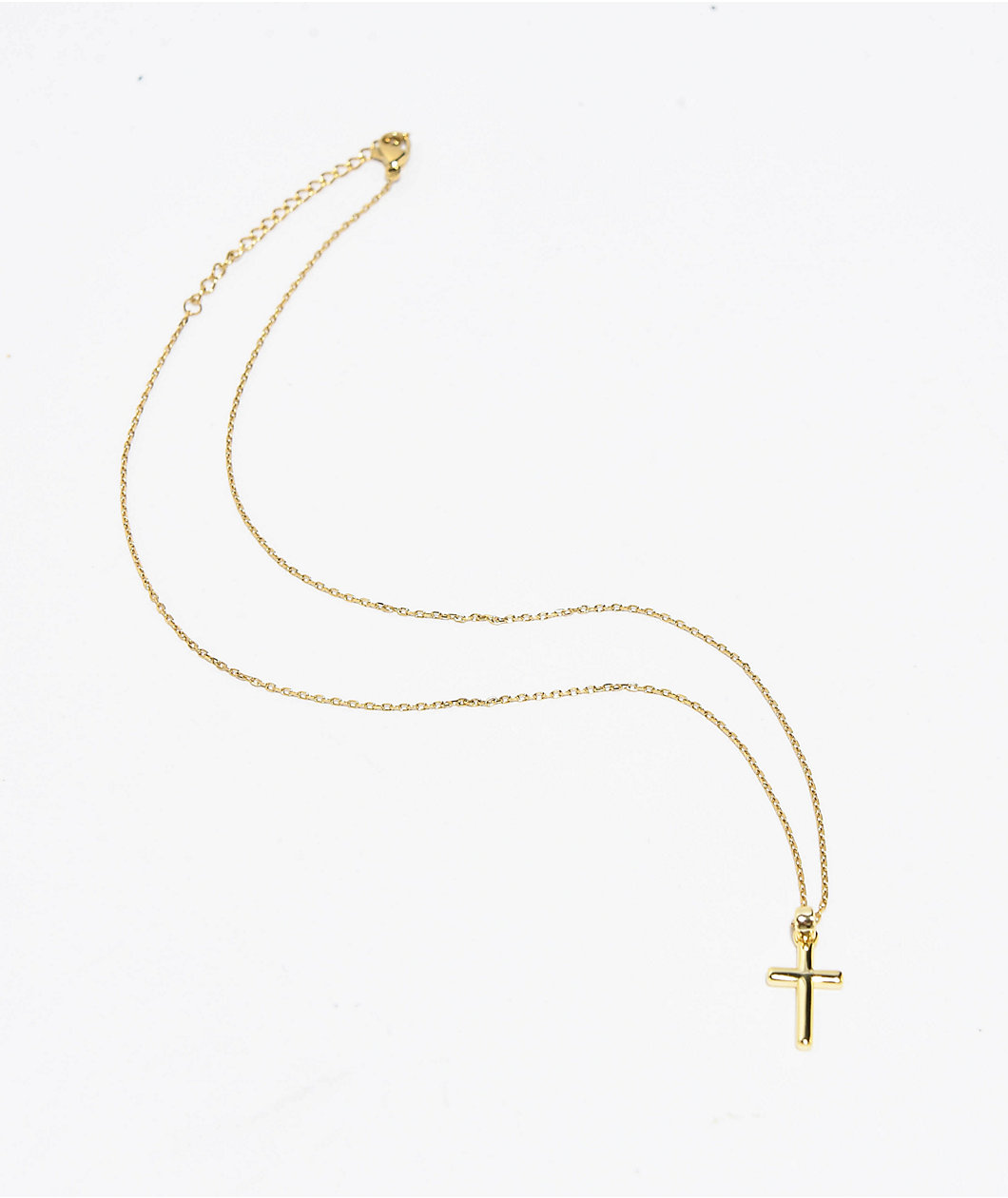 Saint Midas Dainty Cross 16" Gold Chain Necklace