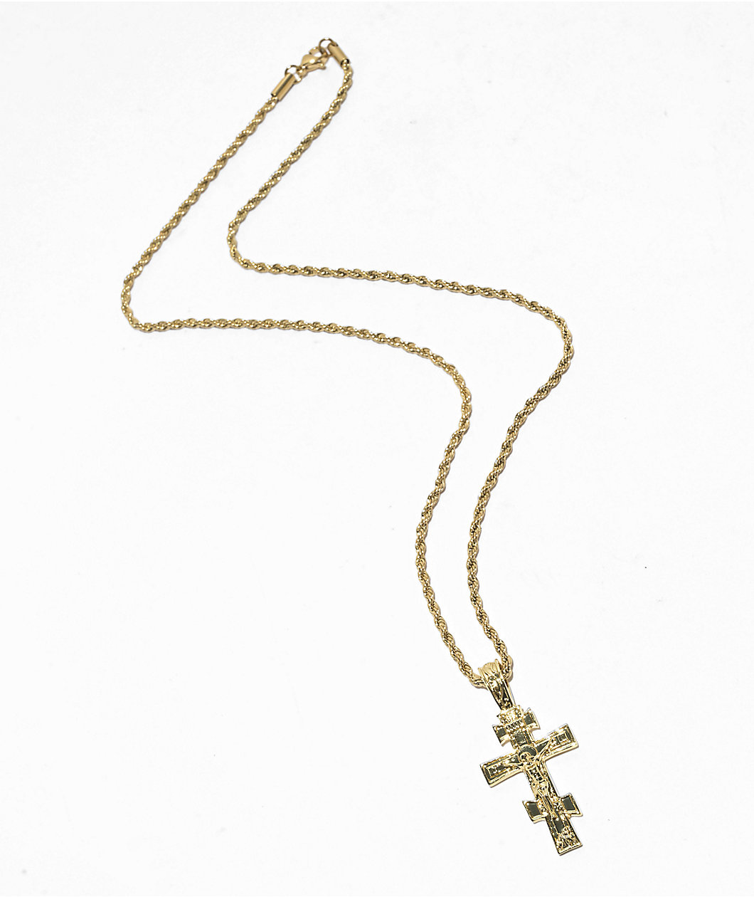 Saint Midas Diamond Crucifix 10" Gold Pendant Necklace