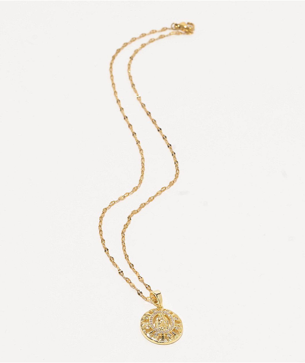 Saint Midas Diamond Cut Guadalupe 18" Gold Necklace