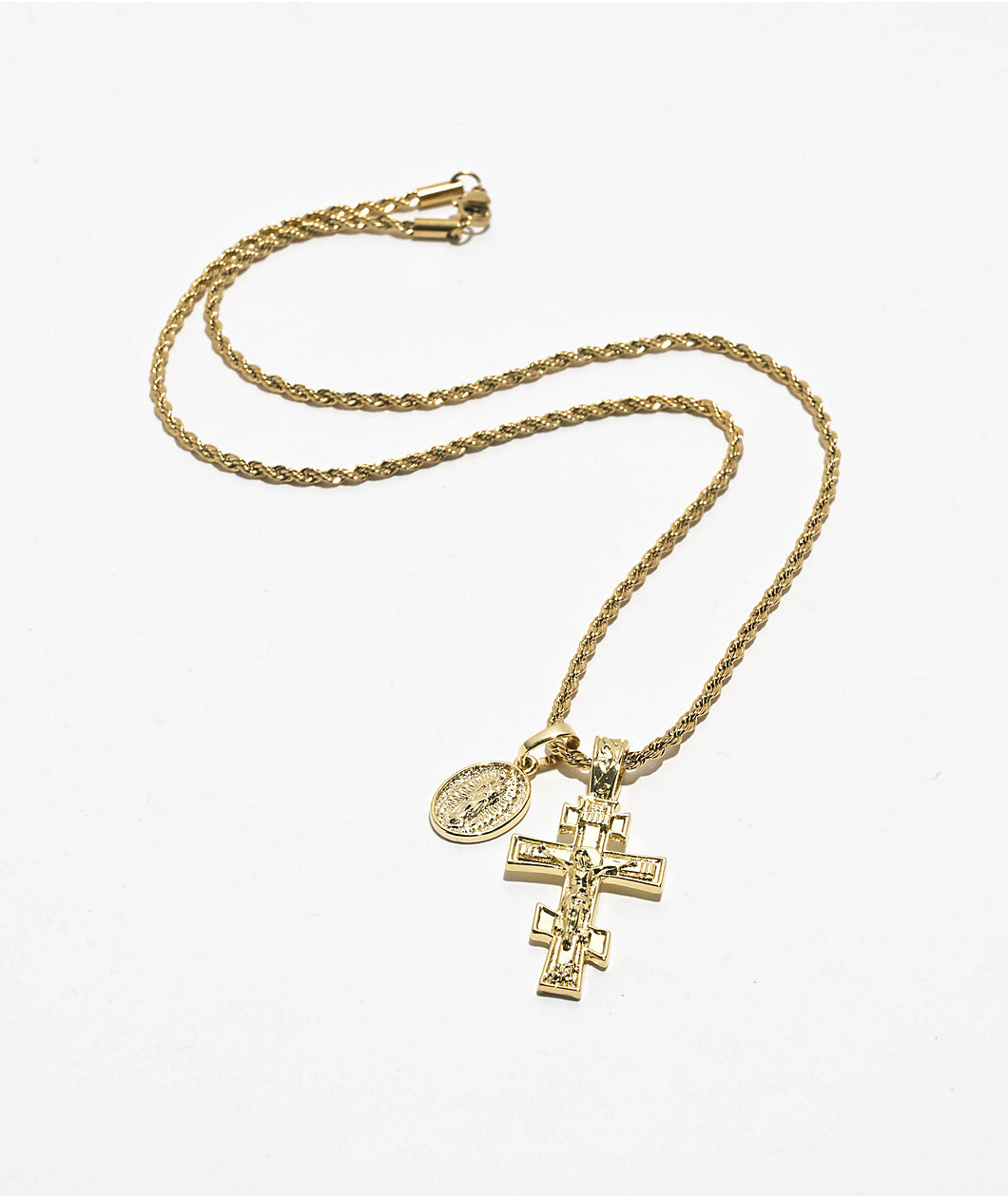 Saint Midas Eternal Cross x Guadalupe 22" Gold Chain Necklace