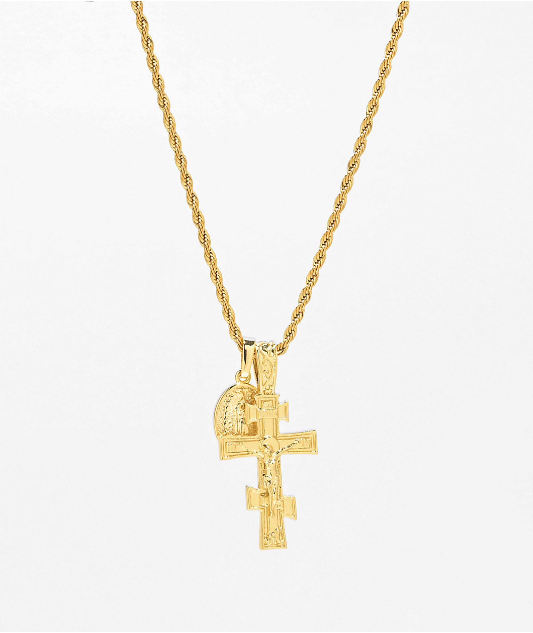 Saint Midas Eternal Cross x Guadalupe 22" Gold Chain Necklace