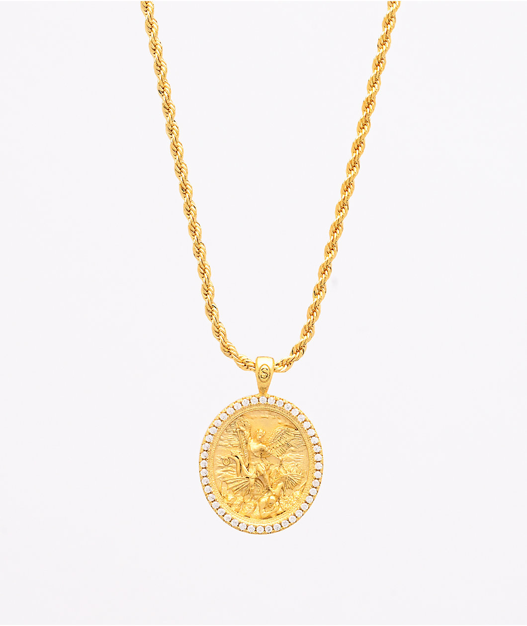 Saint Midas Iced Angel 20" Rope Chain Necklace