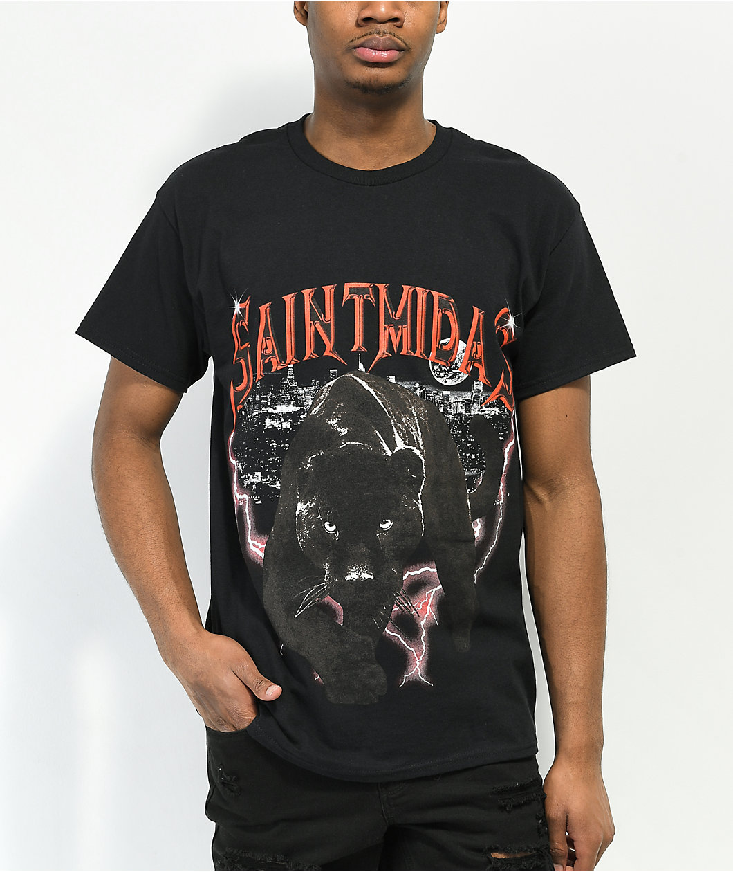 Saint Midas Panther Black T-Shirt