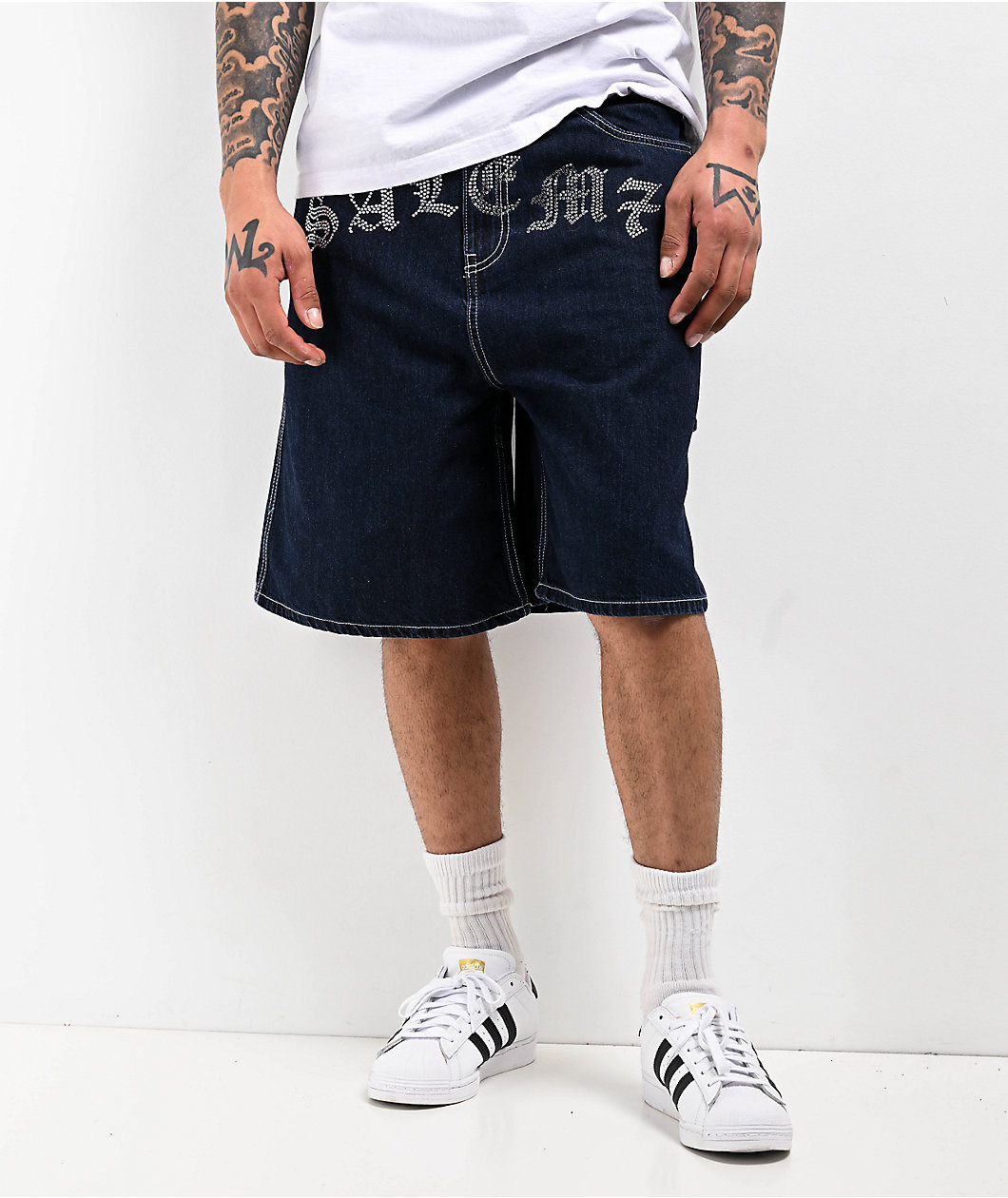 Salem7 Blingy Jorts Blue Denim Shorts