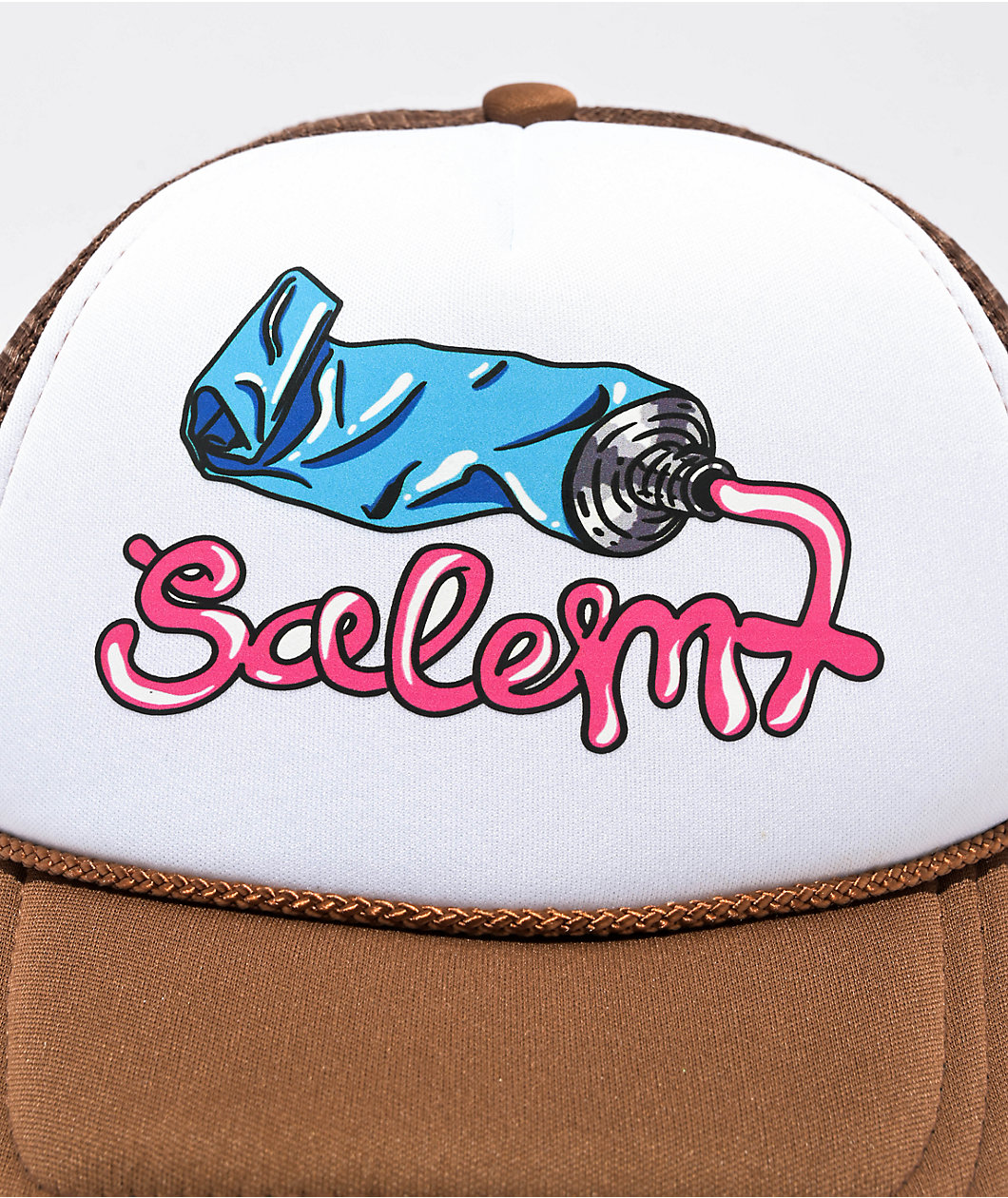 Salem7 Paint Brown & White Trucker Hat