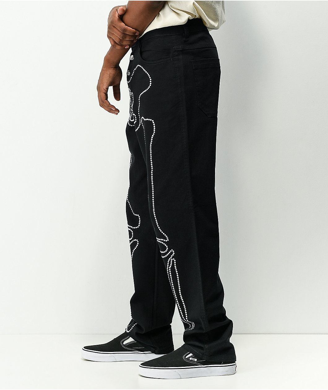 Salem7 Skeleton Black Denim Jeans