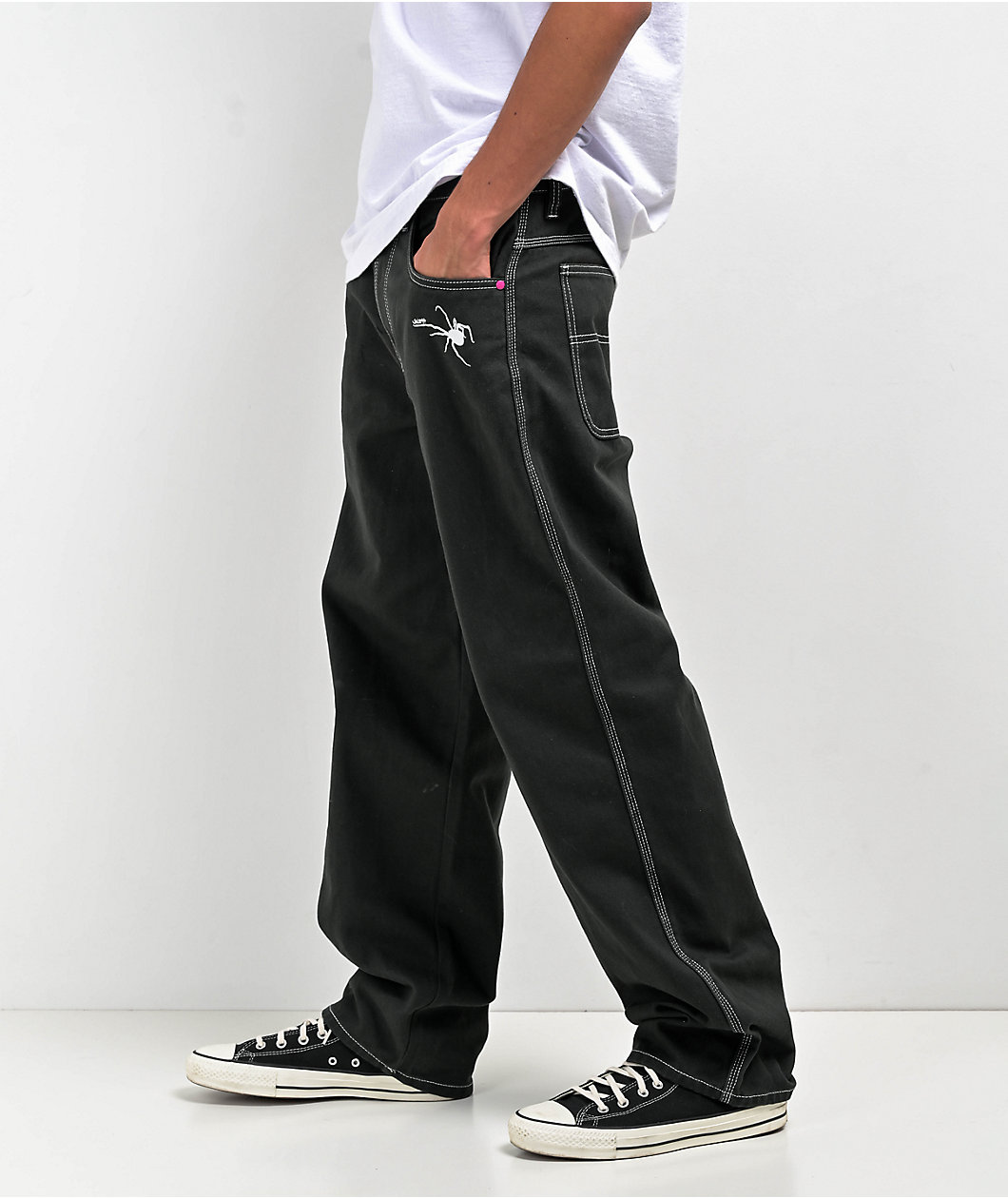 Salem7 Spider Web Black Denim Jeans
