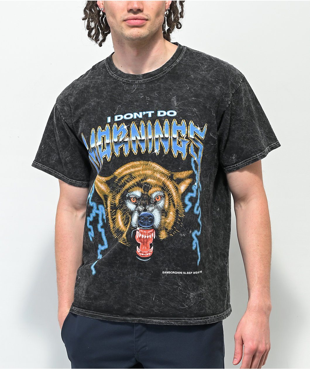 Samborghini I Don't Do Mornings Black Wash T-Shirt
