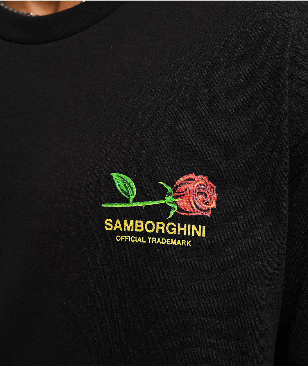 Samborghini Pitbull Rose Black T-Shirt