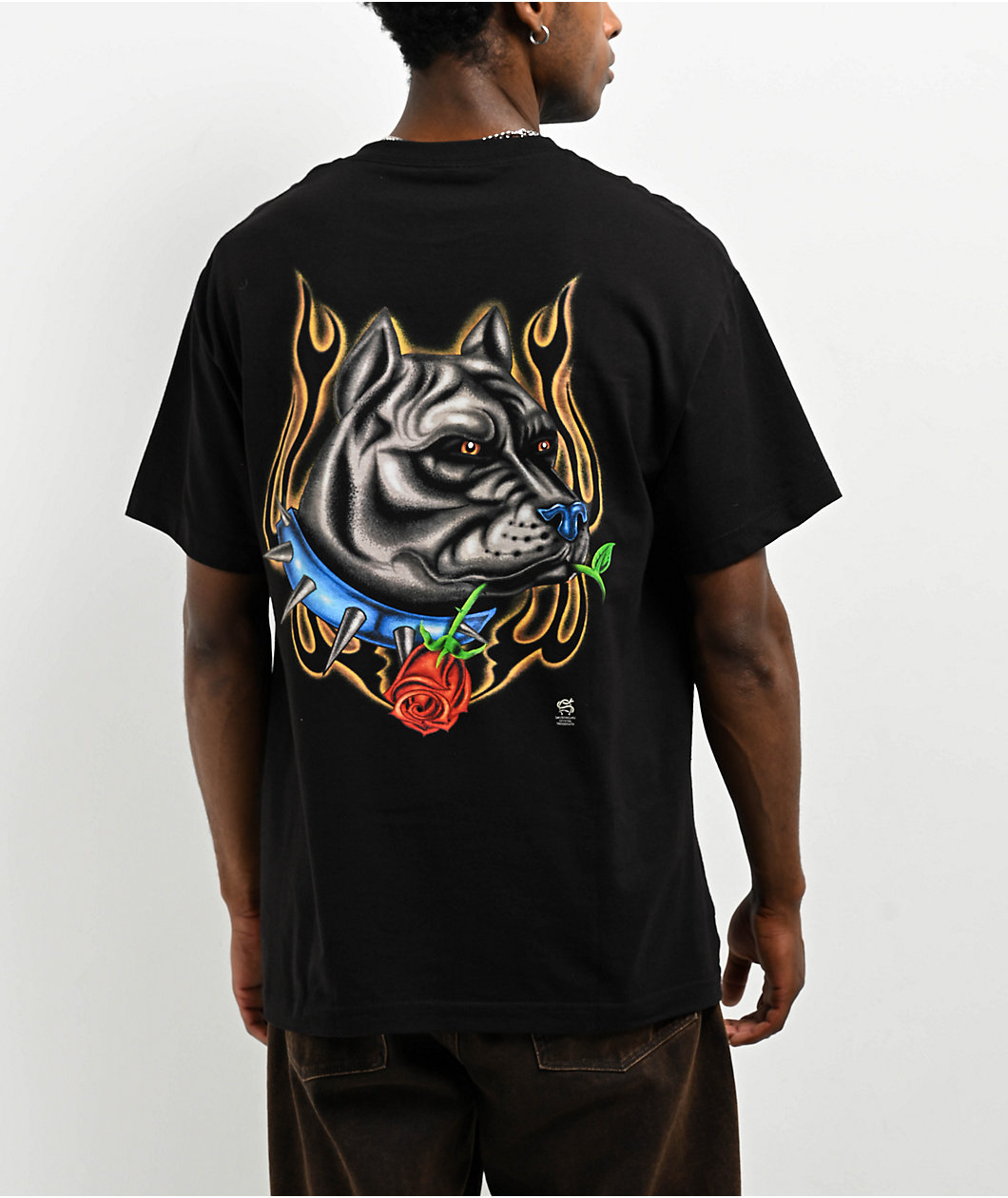 Samborghini Pitbull Rose Black T-Shirt