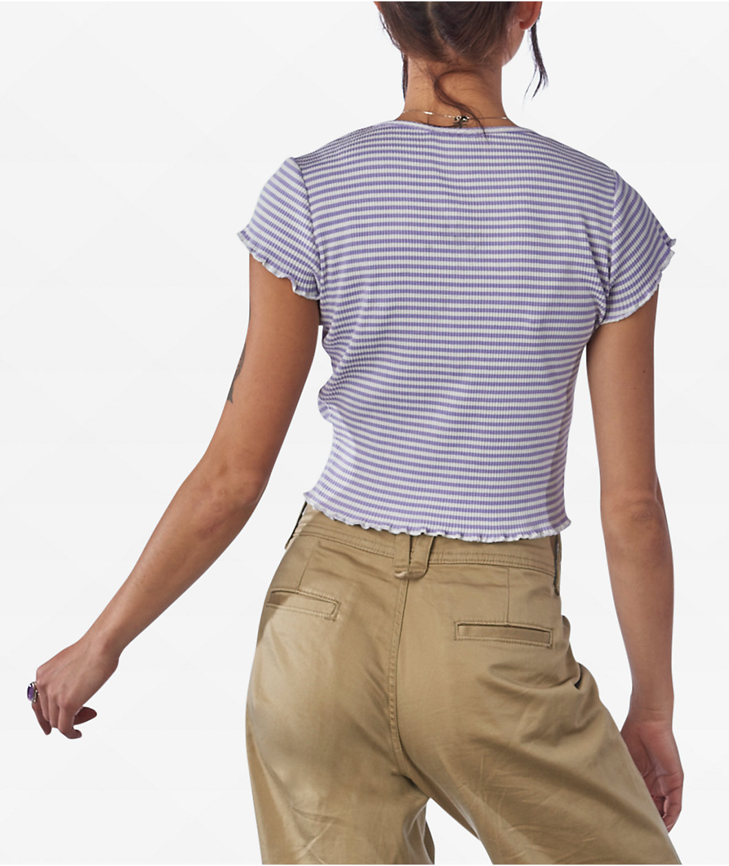 Santa Cruz Bow Dot Lilac Stripe Crop T-Shirt