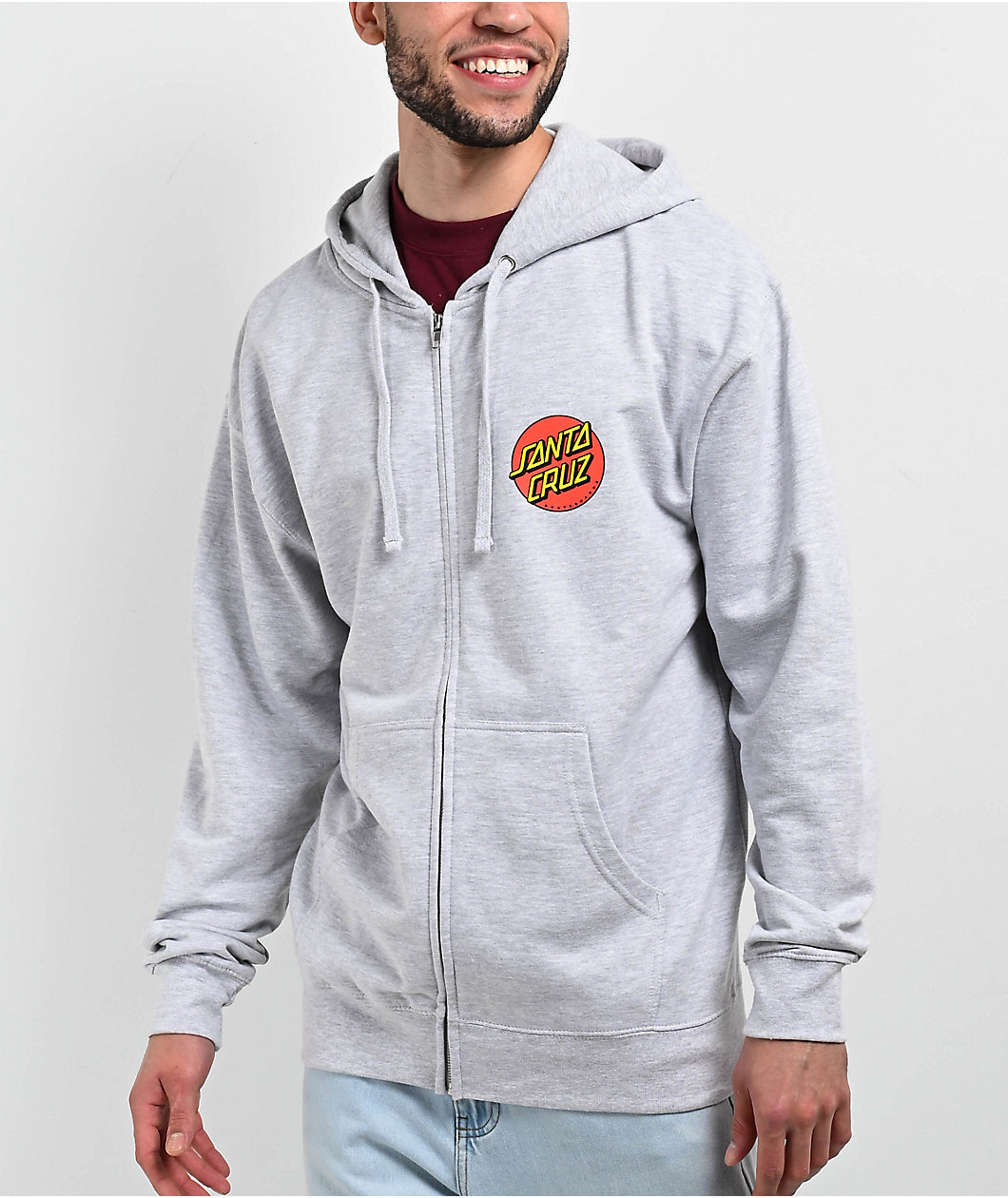 Santa Cruz Classic Dot Grey Zip Hoodie