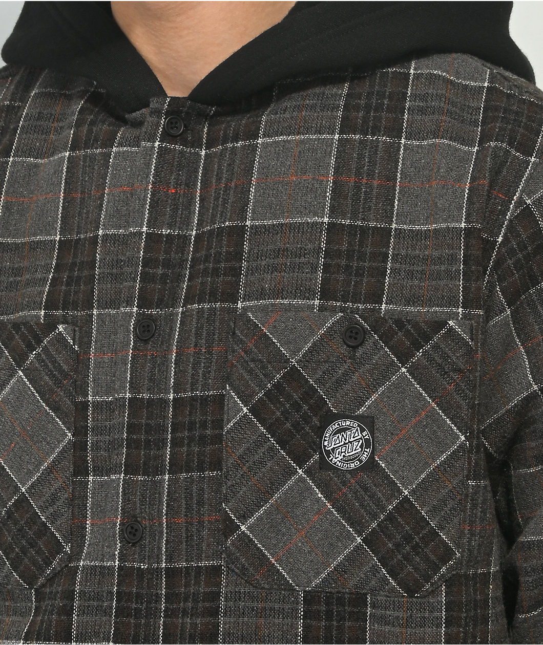 Santa Cruz Costa Black Hooded Flannel Shirt